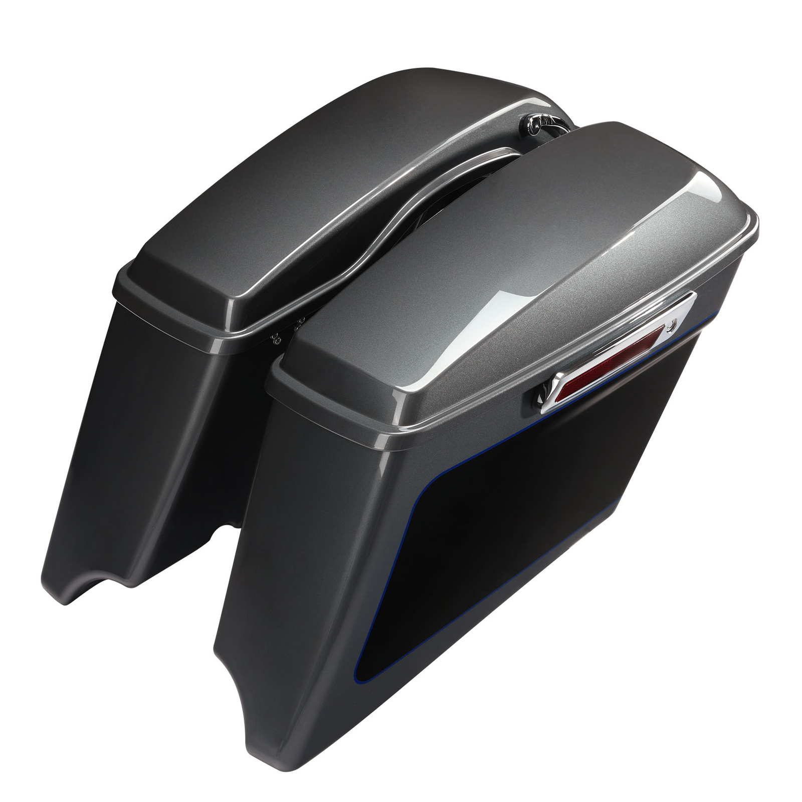 4″ Saddlebags Fit For Harley Touring 2014-24 Gauntlet Gray Metallic/Vivid Black