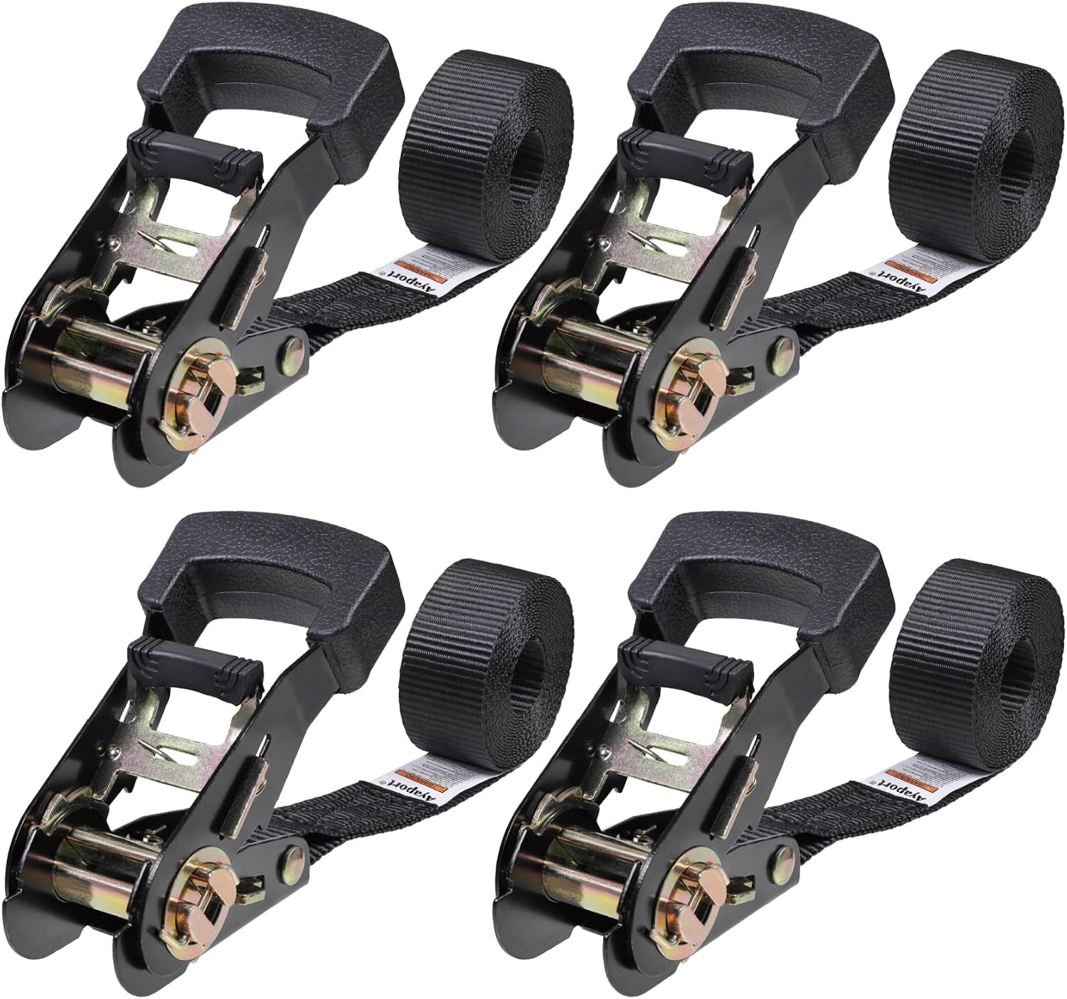 1×8′ Heavy Duty Ratchet Tie Down Straps 1860lbs Break Strength Black Cargo