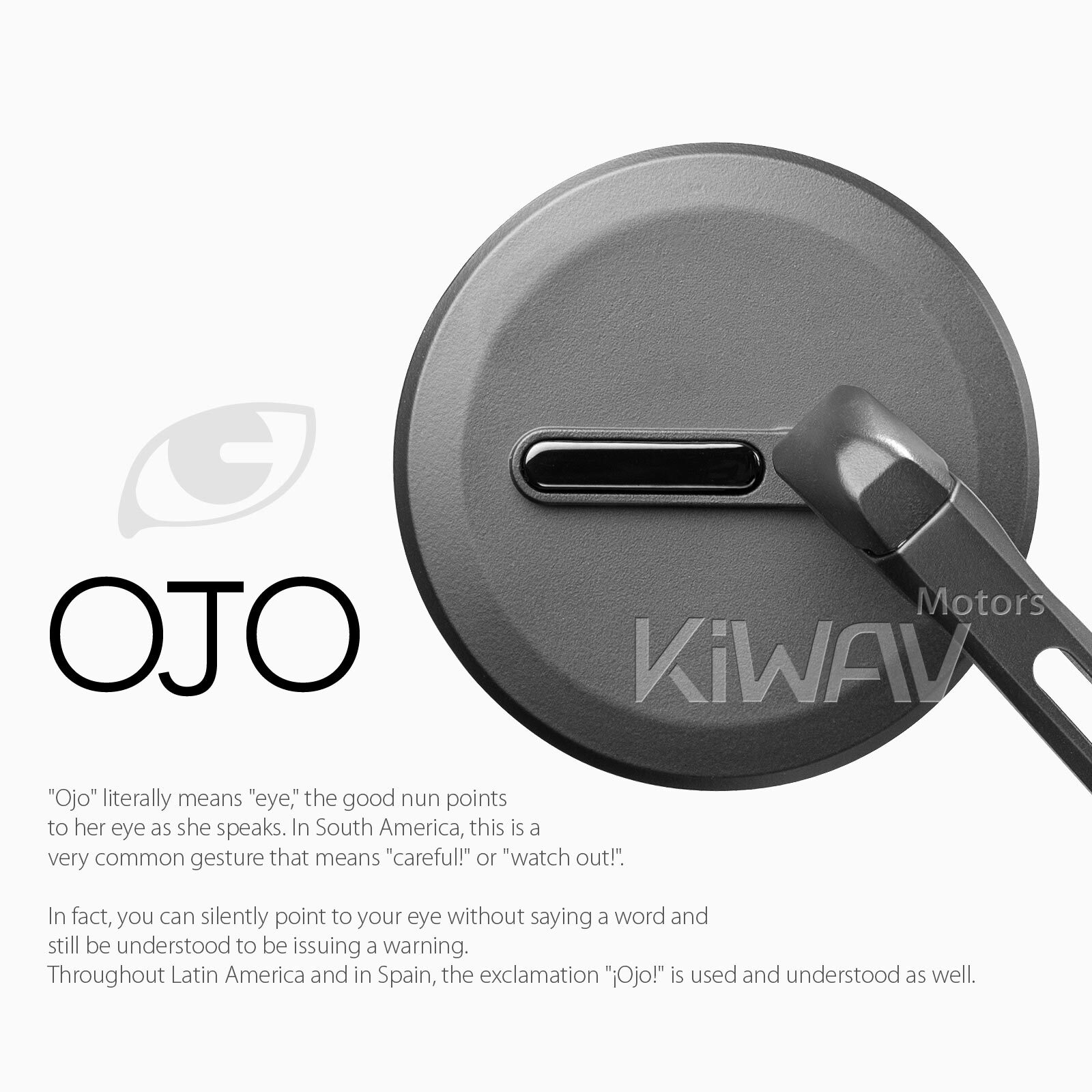 Ultra slim mirrors OJO round black for metric bikes 10mm adapters