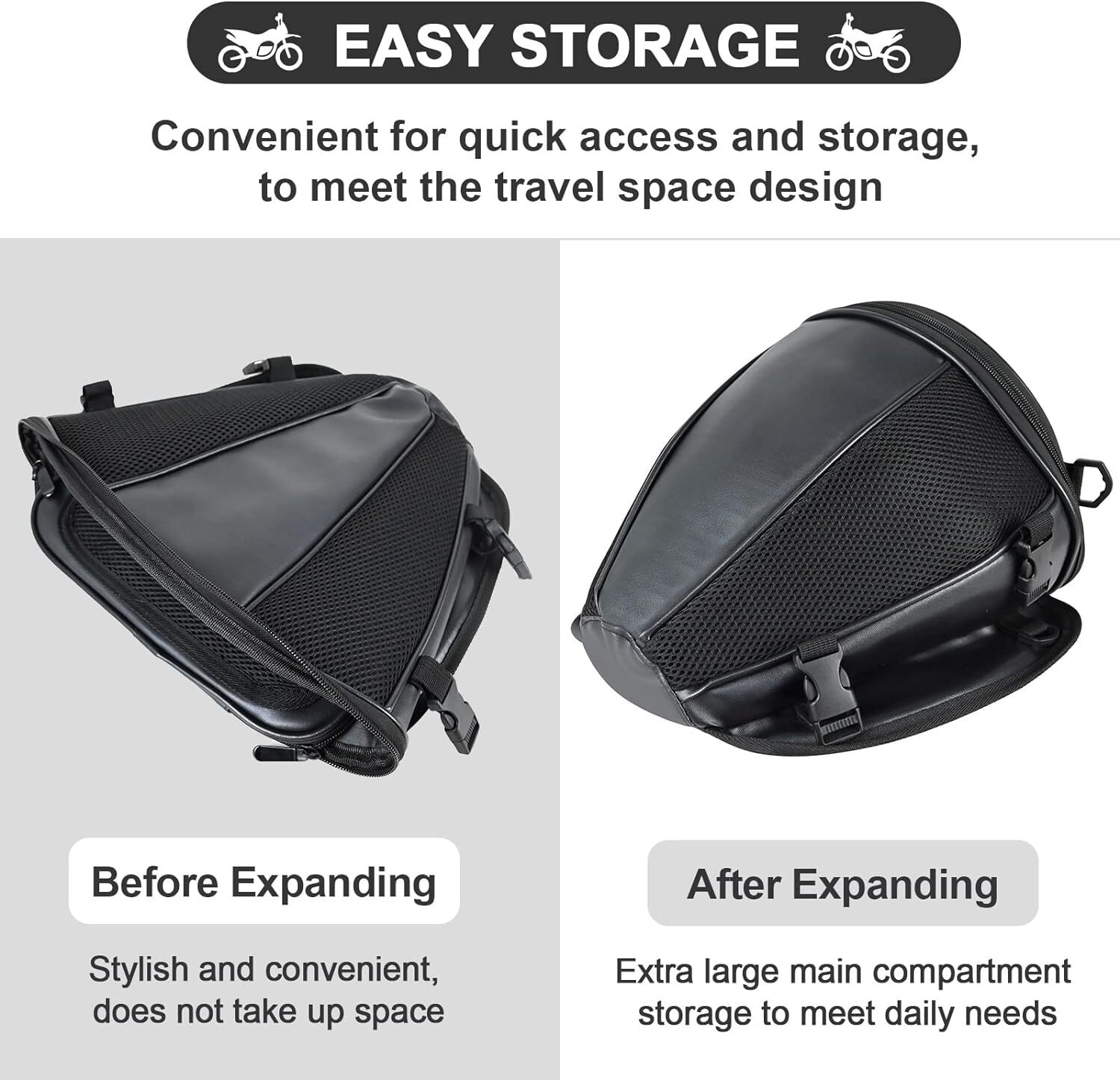 Motorcycle Tail Bag Rear Seat Luggage Storage Backpack Shoulder Bag