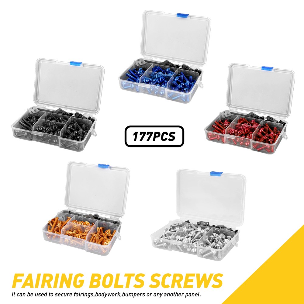 177/195PCS Motorcycle Complete Bolts Fairing Bodywork Screws Set Nuts M5 M6