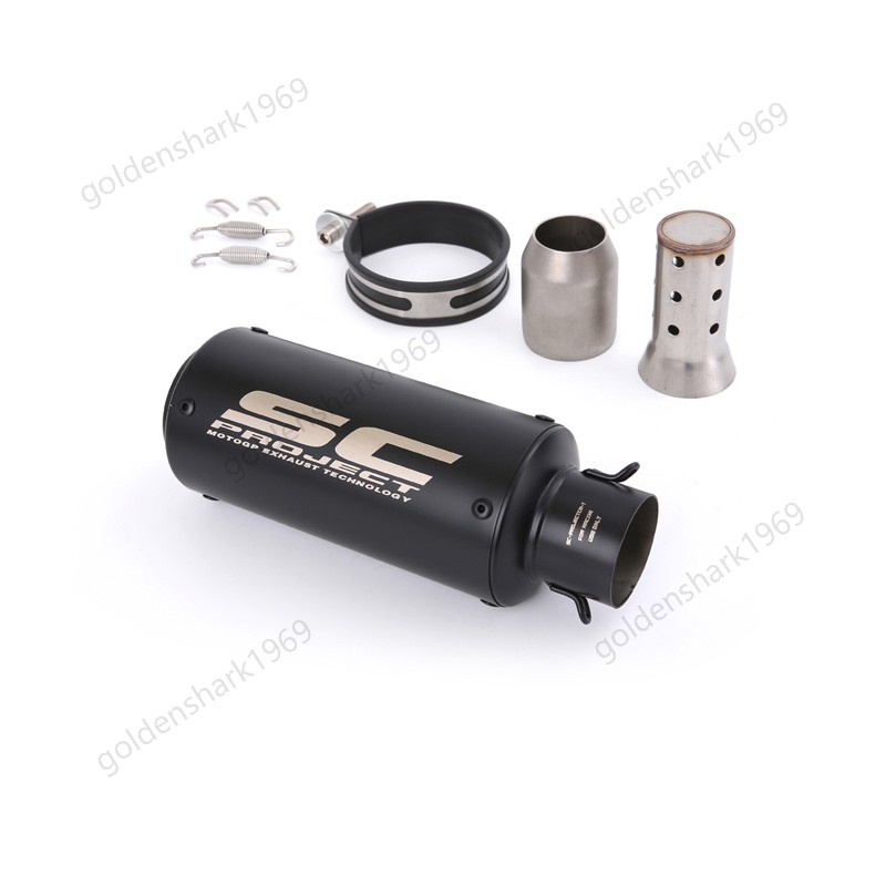 Slip-on 51mm 2″ Universal Motorcycle Exhaust Tips Muffler Pipe Black Silencer