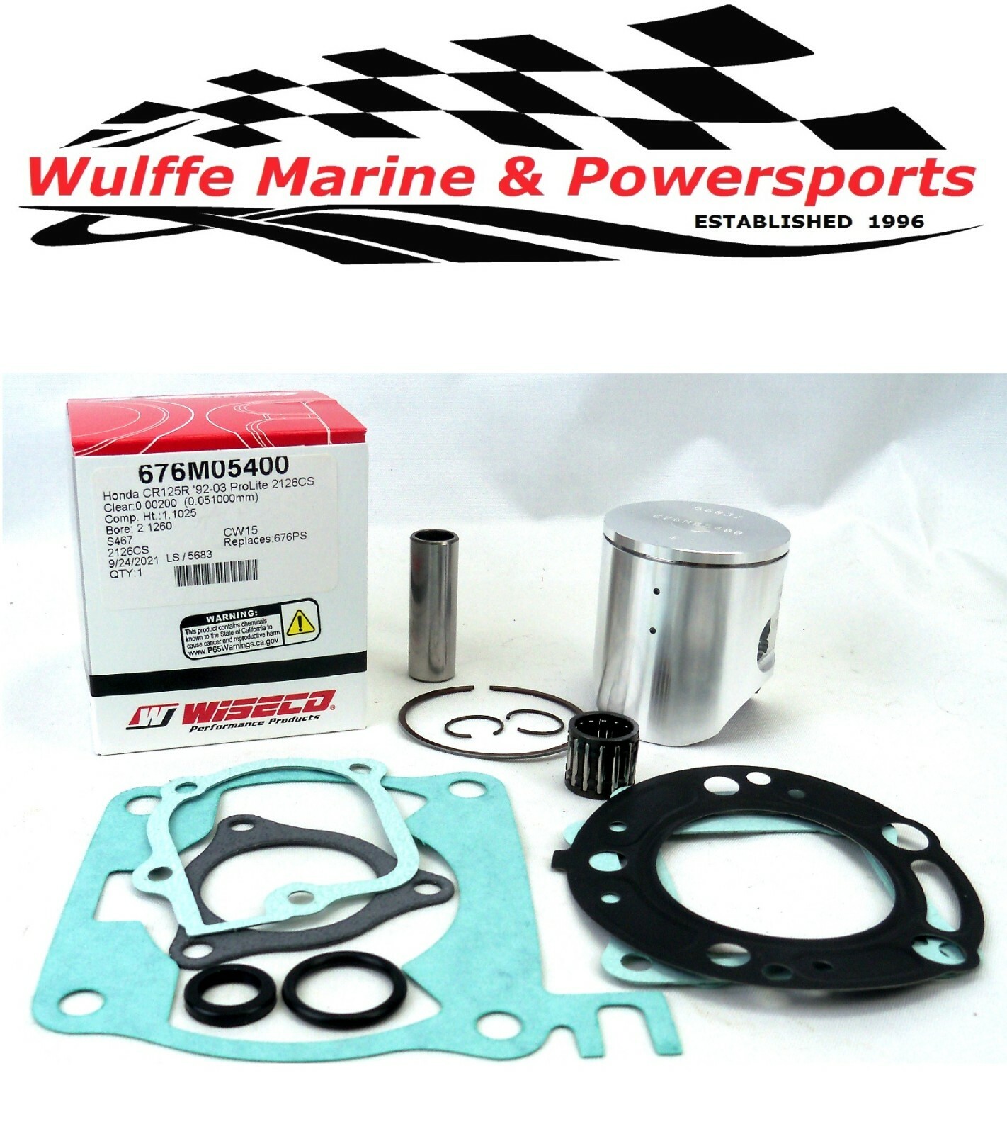 Top End Rebuild Piston Kit Honda CR125 CR125R 2000 2001 2002 676M05400