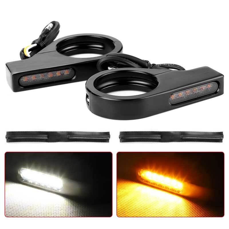 2x LED Motorcycle Turn Signal Blinkers Light 12V For 39-41mm Fork Mount Clamp