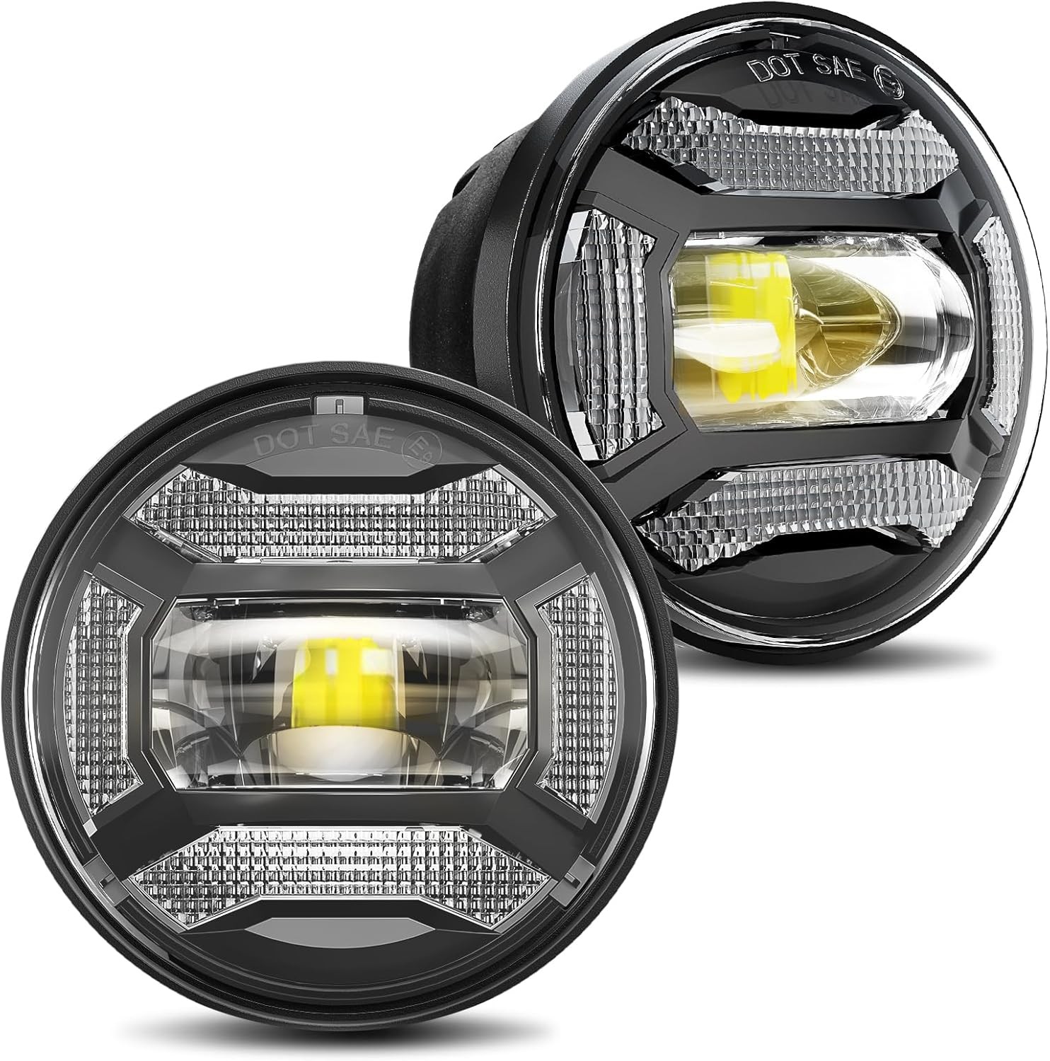 For Harley Touring Road King Kit 7″ Yellow Len Headlights + 4.5″ Passing Lights