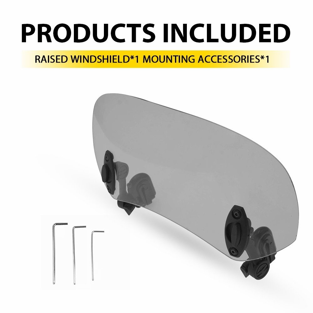 Adjustable Windshield Motorcycle Clip On Extension Spoiler Deflector Wind Smoke