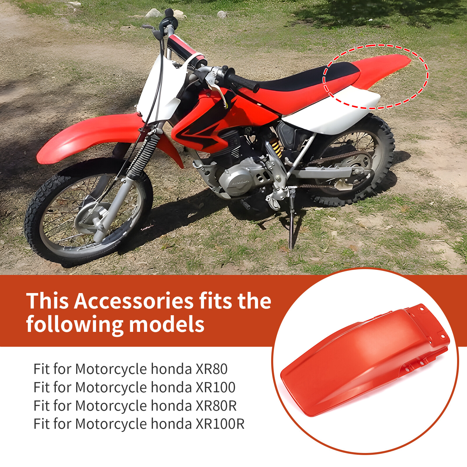 Rear Fender Red For Honda XR80 XR100 XR80R XR100R 1985 1986 1987 1988 1989-2000