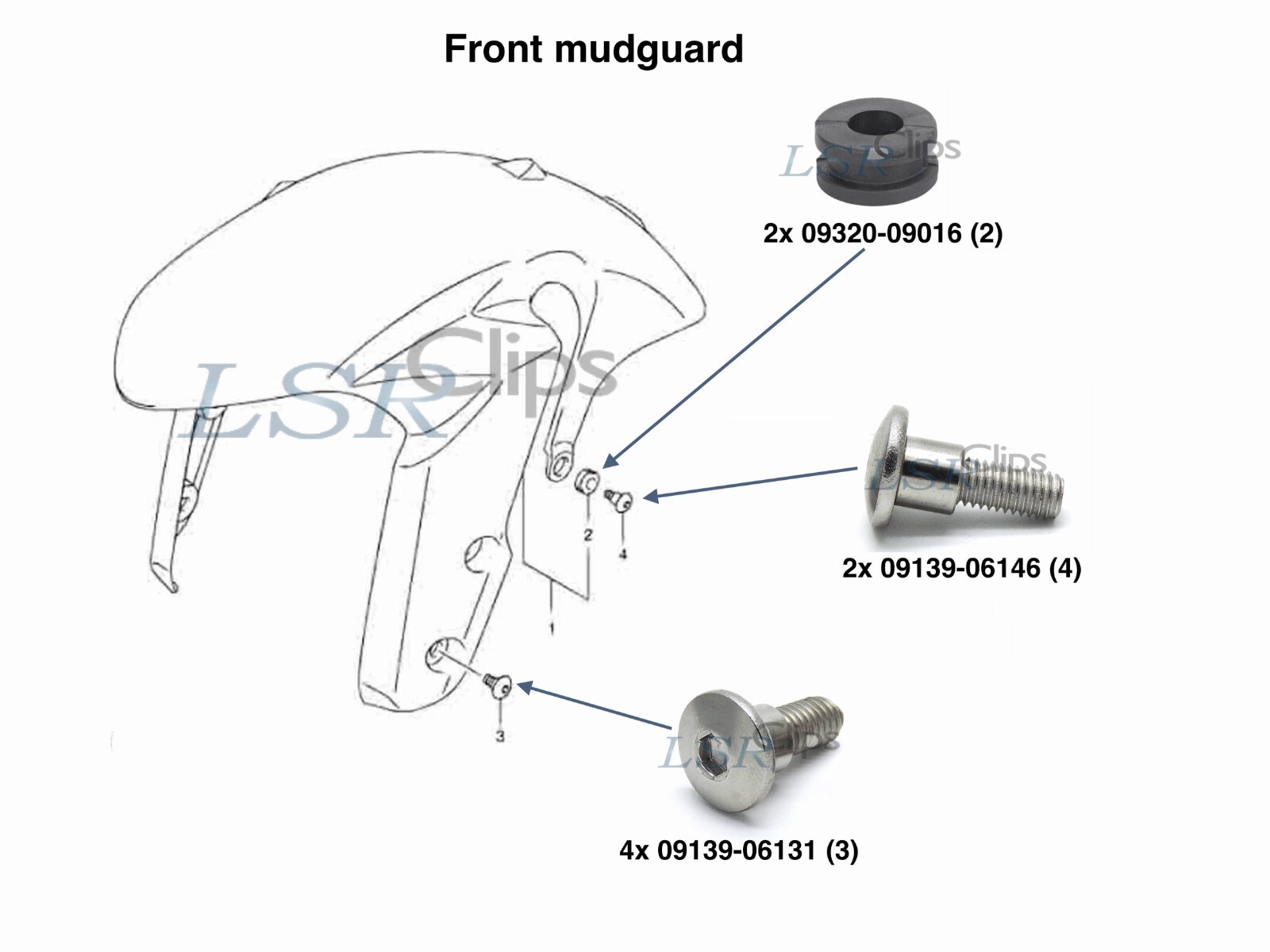 Stainless steel front mudguard shoulder bolts rubber grommet GSXR1000 2012-2020