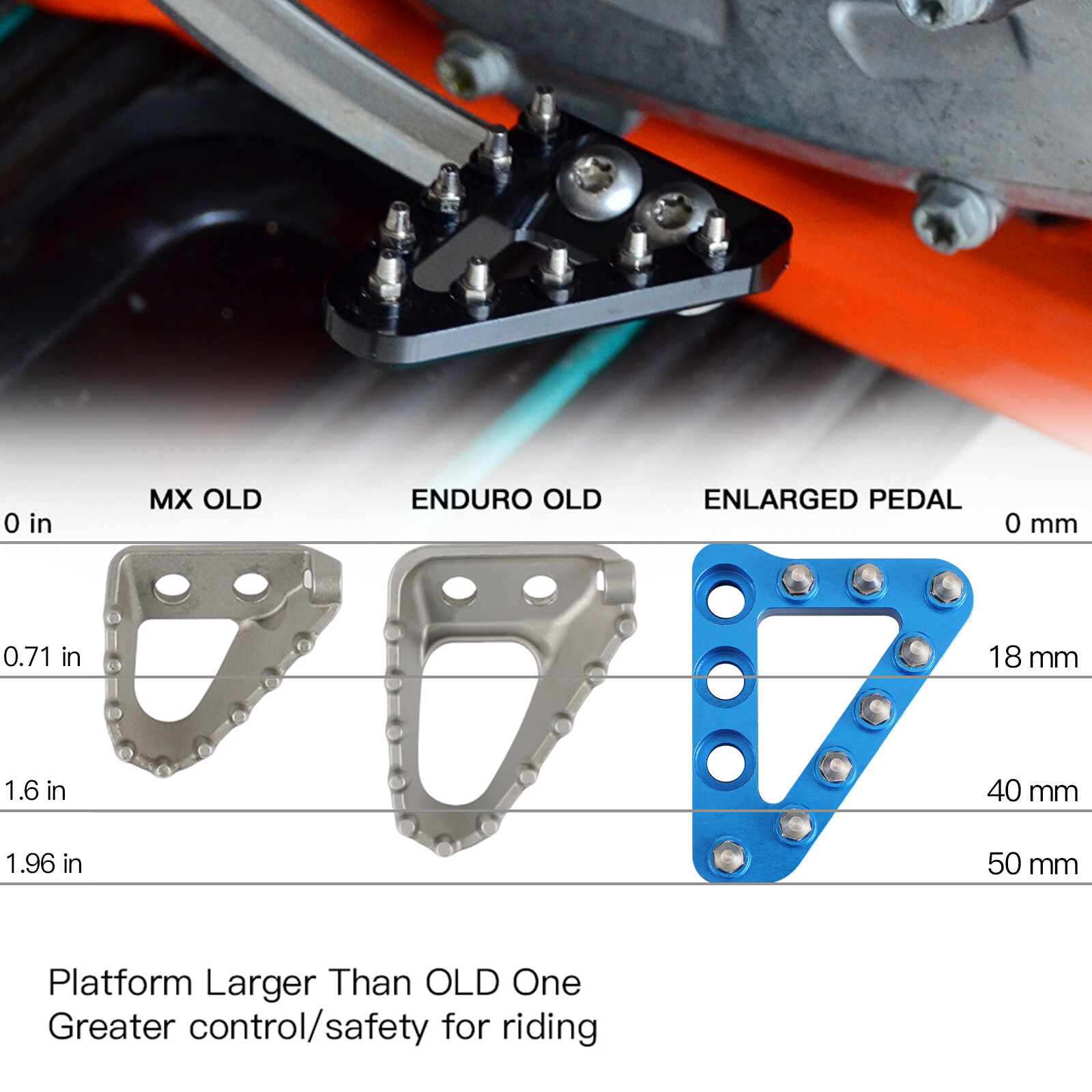Wide Rear Brake Pedal Step Plate Tip For Husqvarna 85-701cc All Models 2014-2015