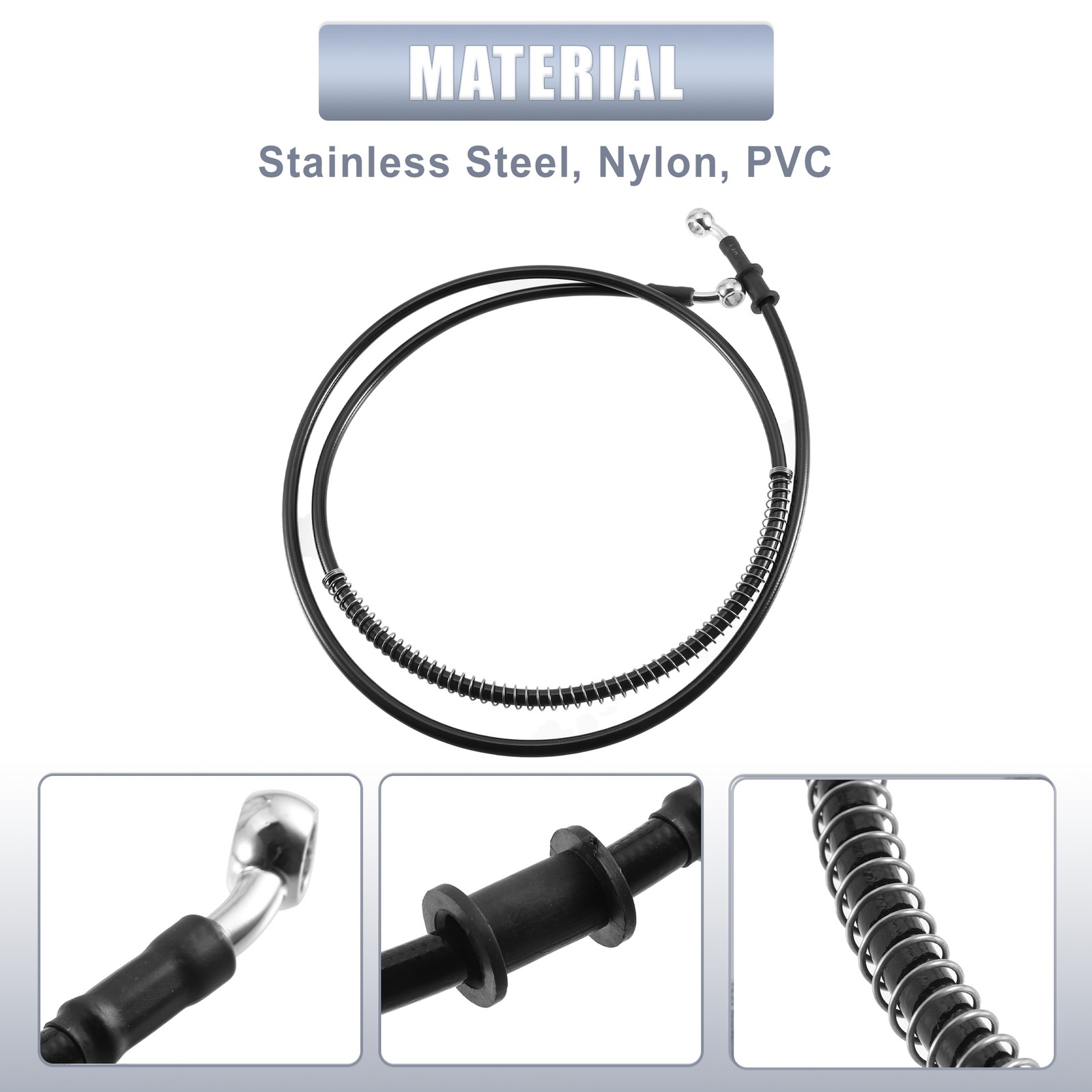 160cm AN3 M10 Car Hydraulic Brake Line Oil Hose Pipe Fitting 28° 28° Black