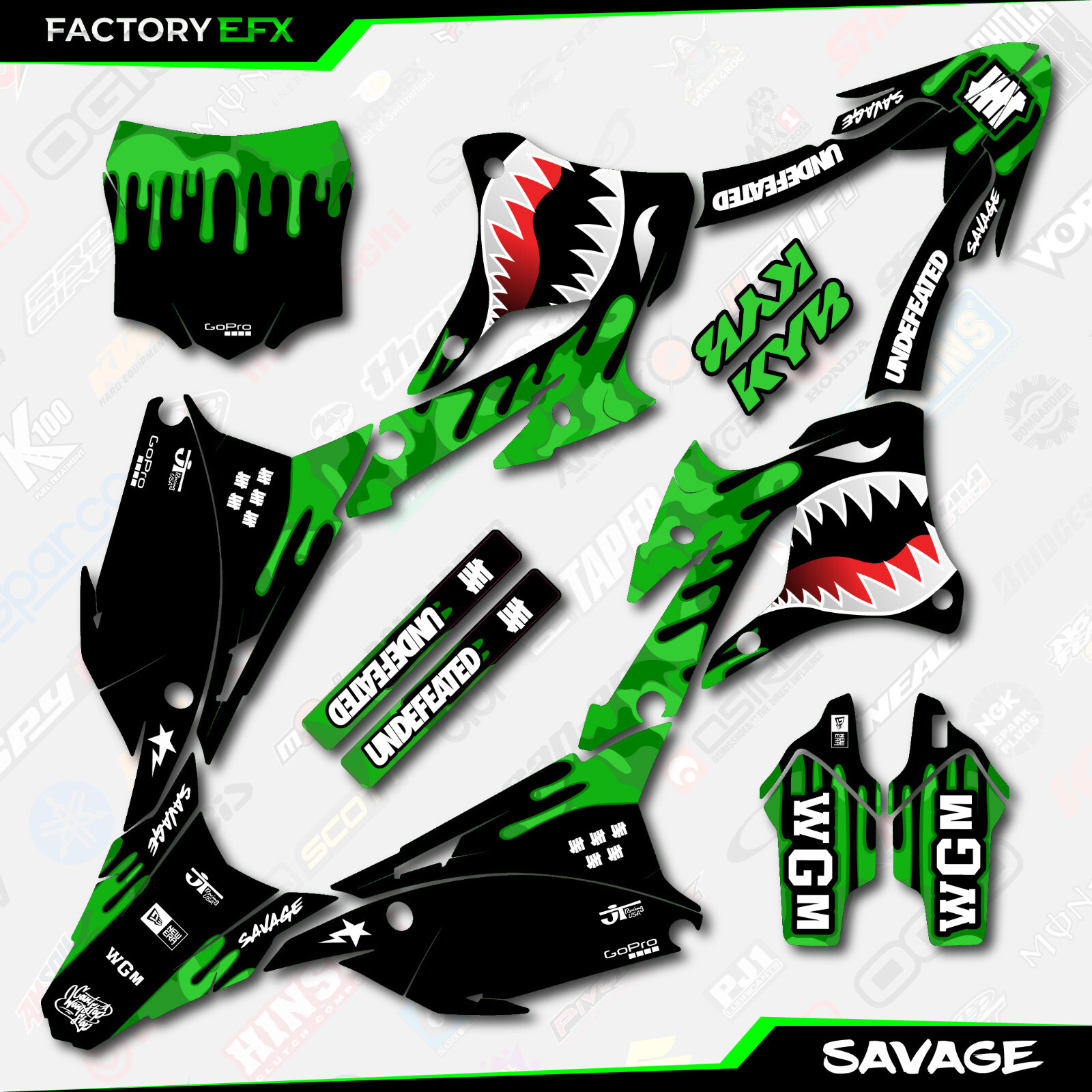 Green Savage Camo Racing Graphics Kit fits 22-25 Kawasaki KX85 Kx112 Decal Kx 85