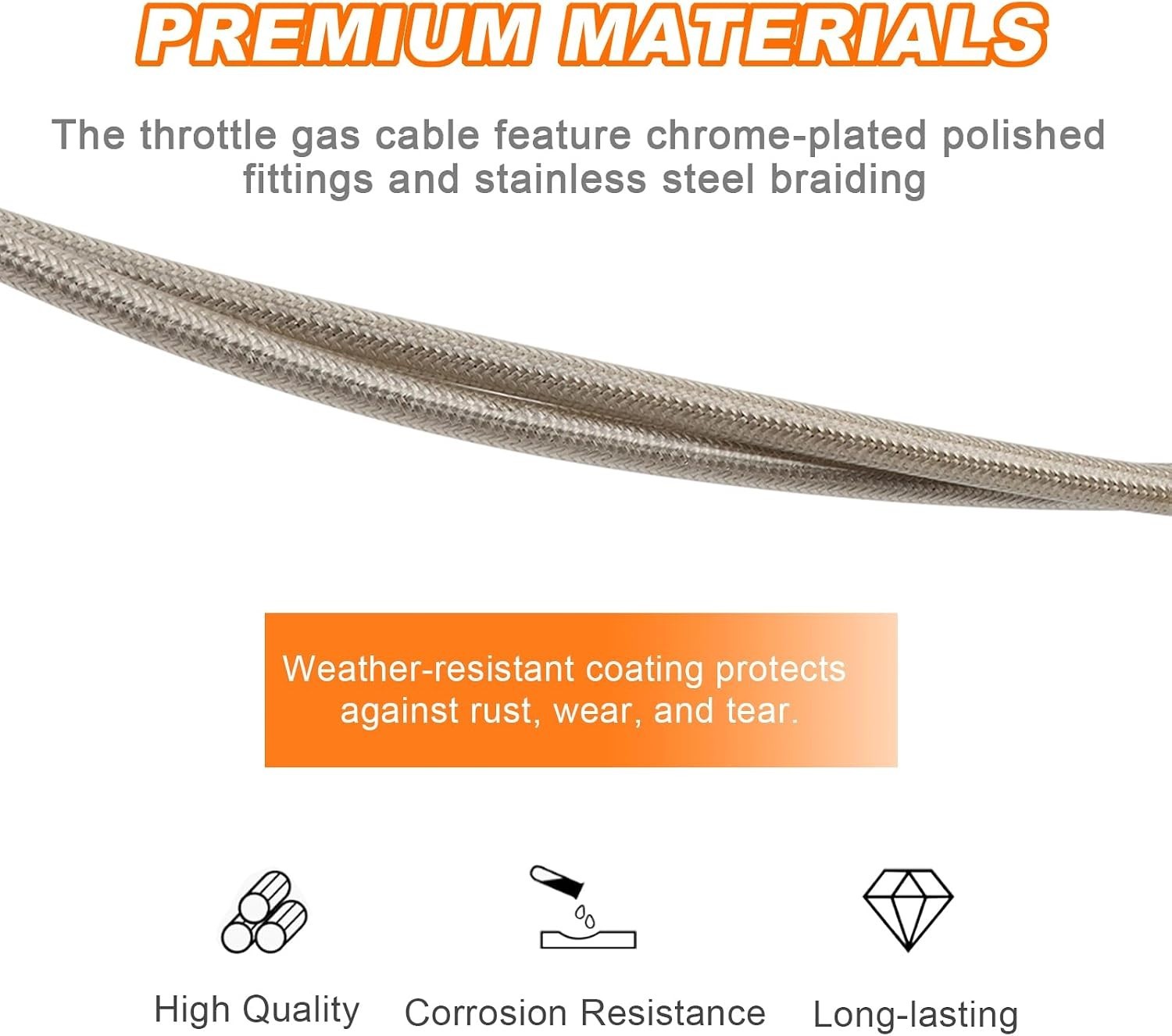 Stainless Steel Braided Throttle Idle Cable Kit Compatible with Harley 43″ fo…