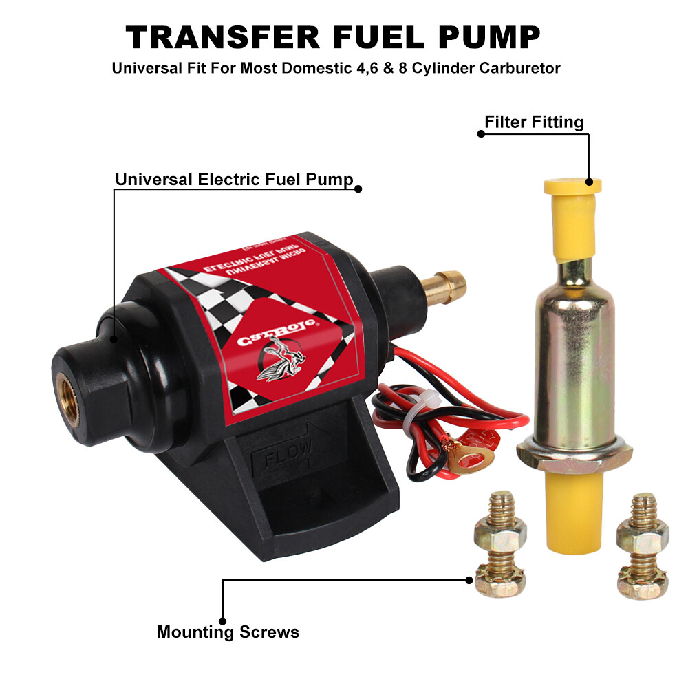 42S 12V 42S Universal Electric Fuel Pump Applications 42 GPH 2-3.5PSI 5/16 Inch