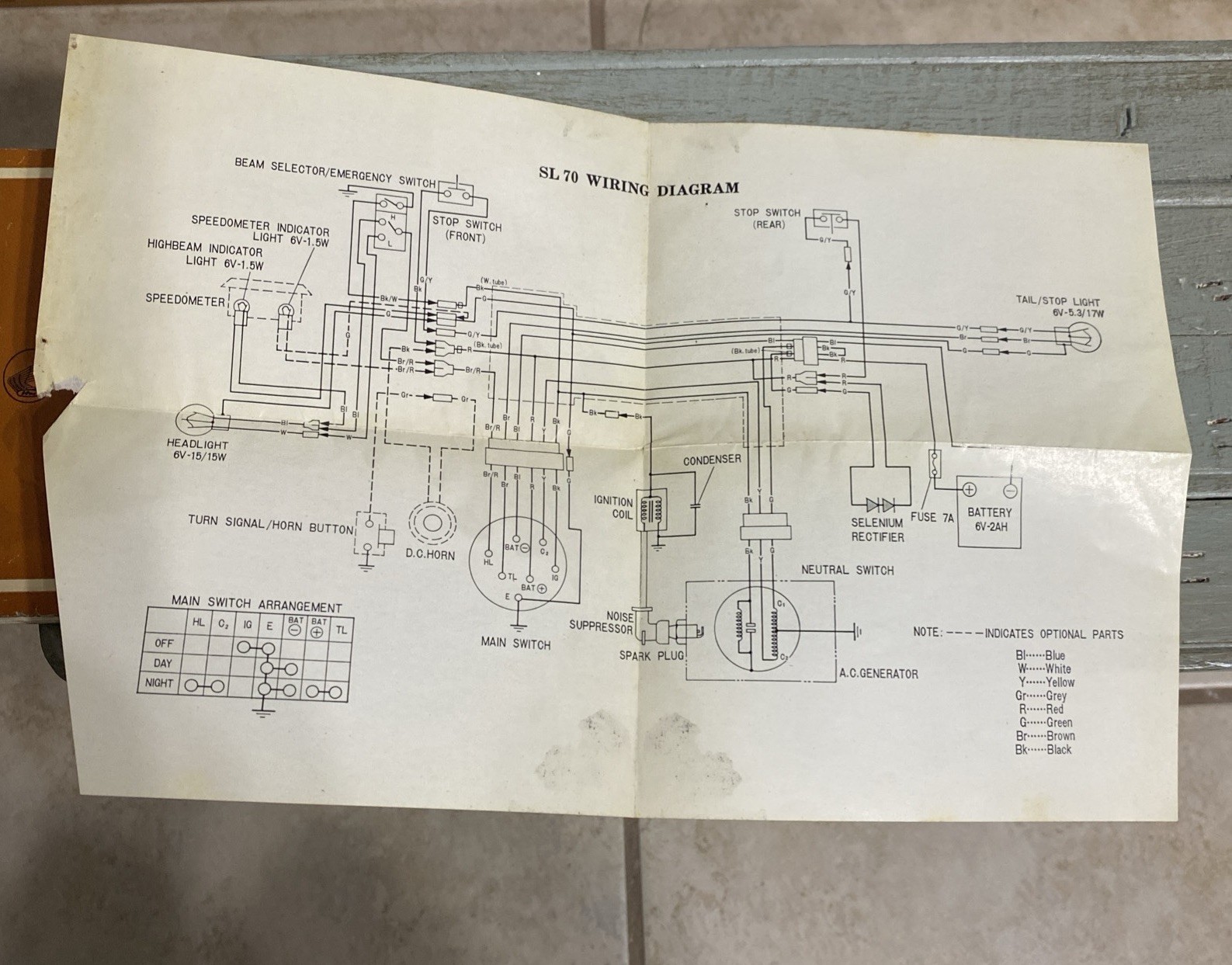 Vintage 1971 Honda SL70 Motosport Owner’s Manual Original OE Japan Ripped Cover