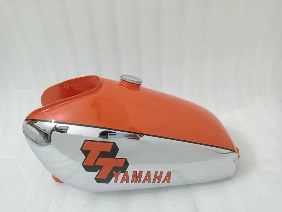 Yamaha XT TT 500 Polished & Orange Painted Aluminium Petrol Fuel Tank 1N5, 1977