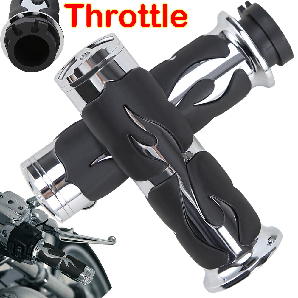 Custom Flame Chrome Hand grip For Universal Motorcycle with 1″ 25mm Handlebar