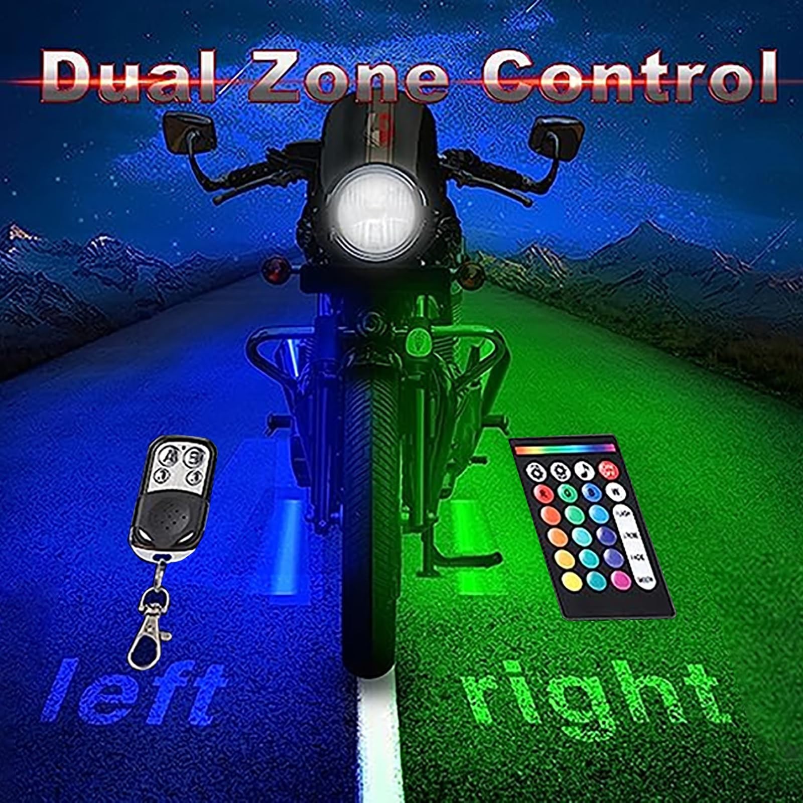 12Pcs Waterproof RGB Motorcycle LED Lights Kit, Multicolor Underglow, APP/RF, Mu