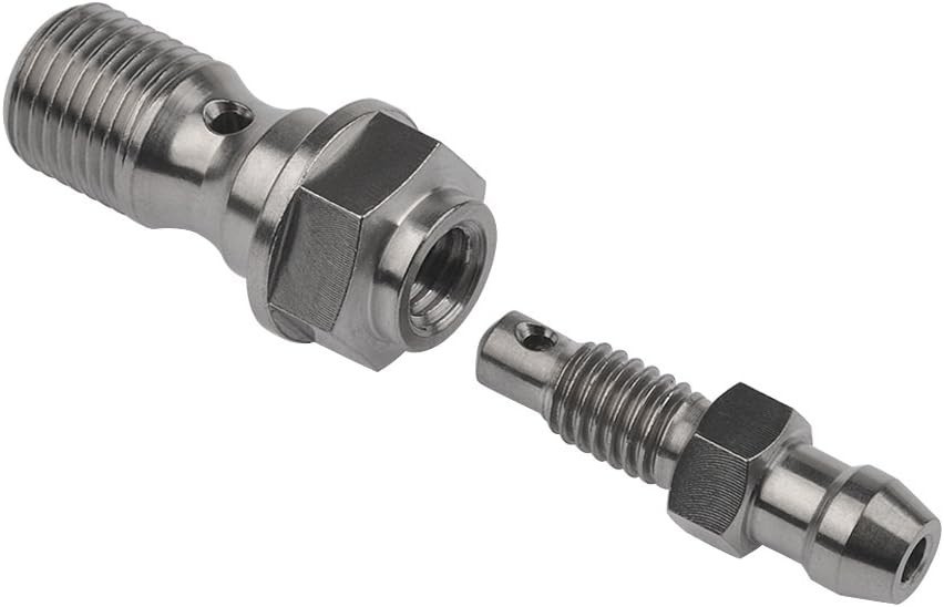 2 Titanium Brake Single Banjo Bolts w Bleeder For Brembo Calipers M10 x 1.0