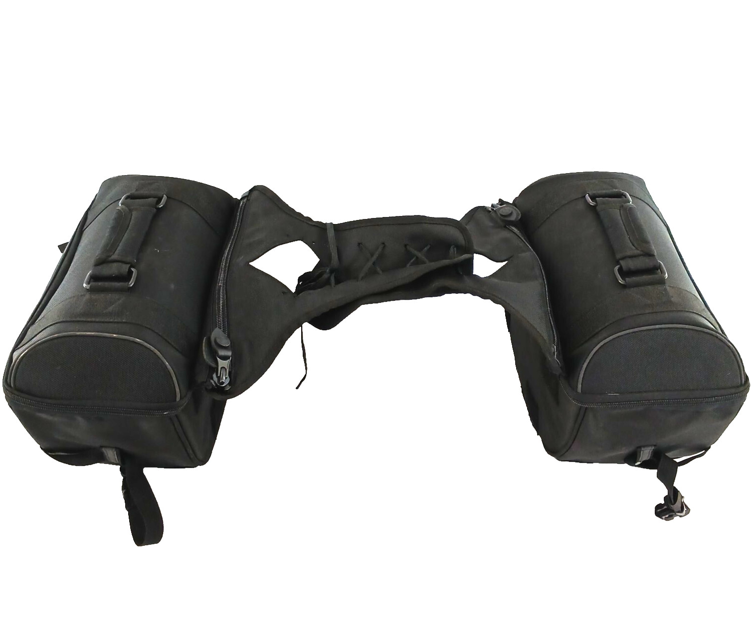 Tourmaster Motorcycle Saddlebags Black Nylon Expandable Soft Luggage ~ See Desc