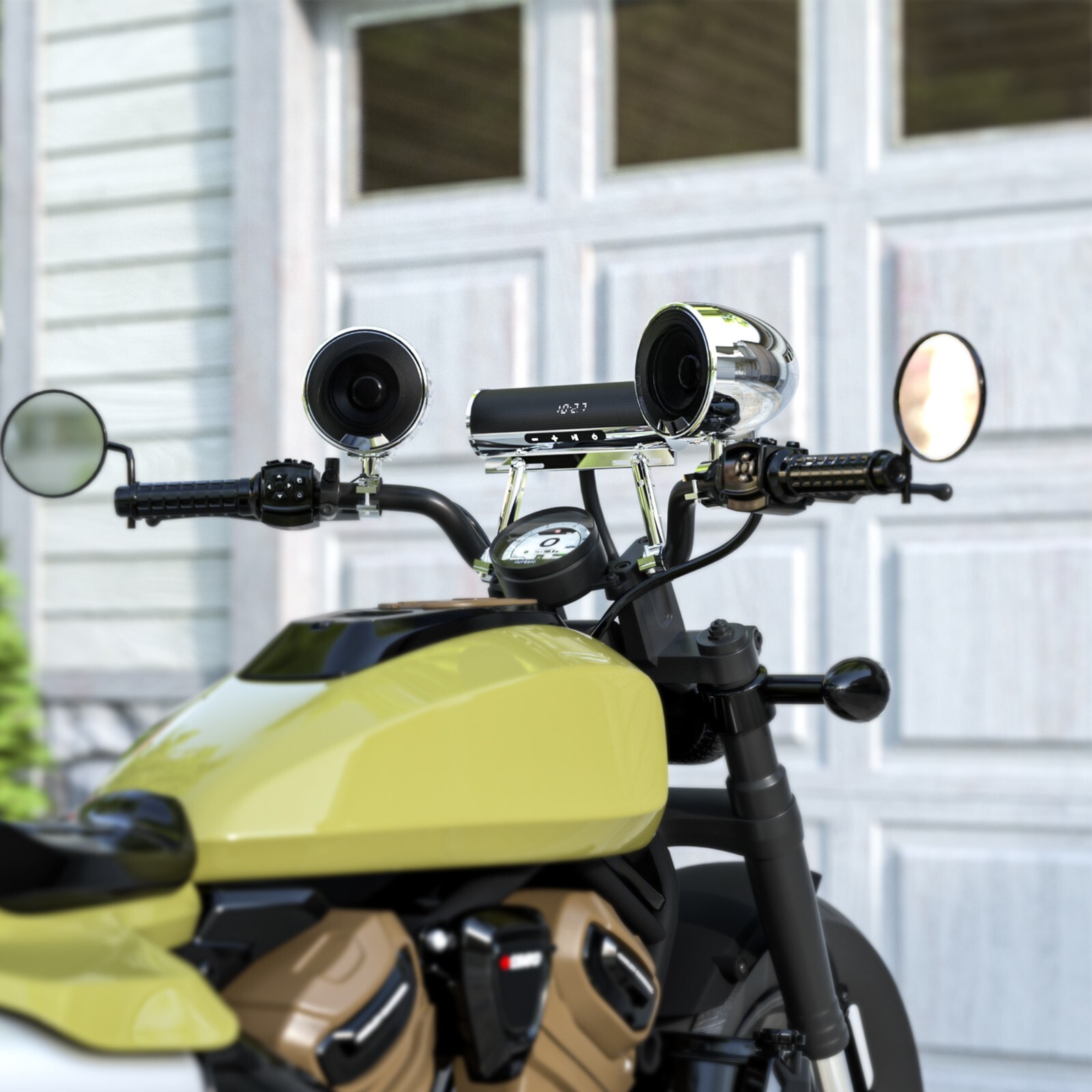 Waterproof Motorcycle Stereo 4 Speakers Audio System Bluetooth Amp Radio Chrome