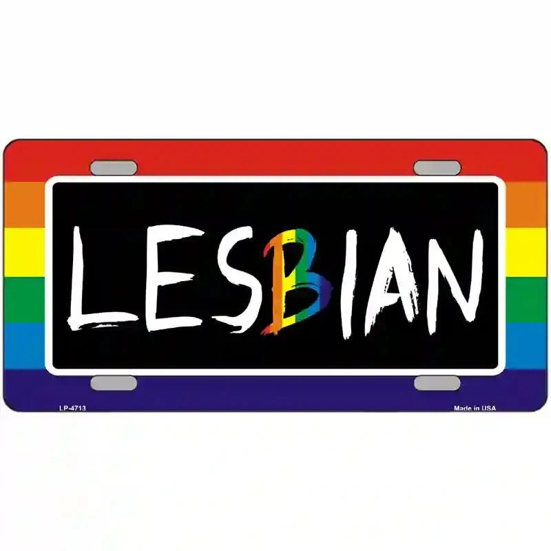 Lesbian Rainbow Novelty Metal Motorcycle Plate
