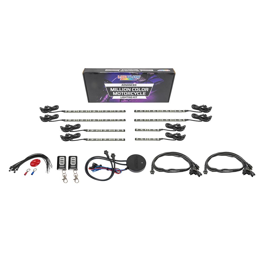 LEDGlow 8pc Bluetooth Million Color LED Motorcycle Light Kit w Smartphone App