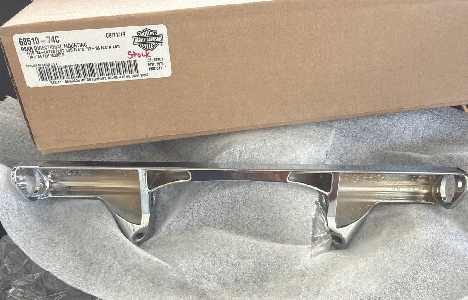 OEM 86-17 Harley Davidson Softail Rear Directional Mounting Bracket 68510-74C