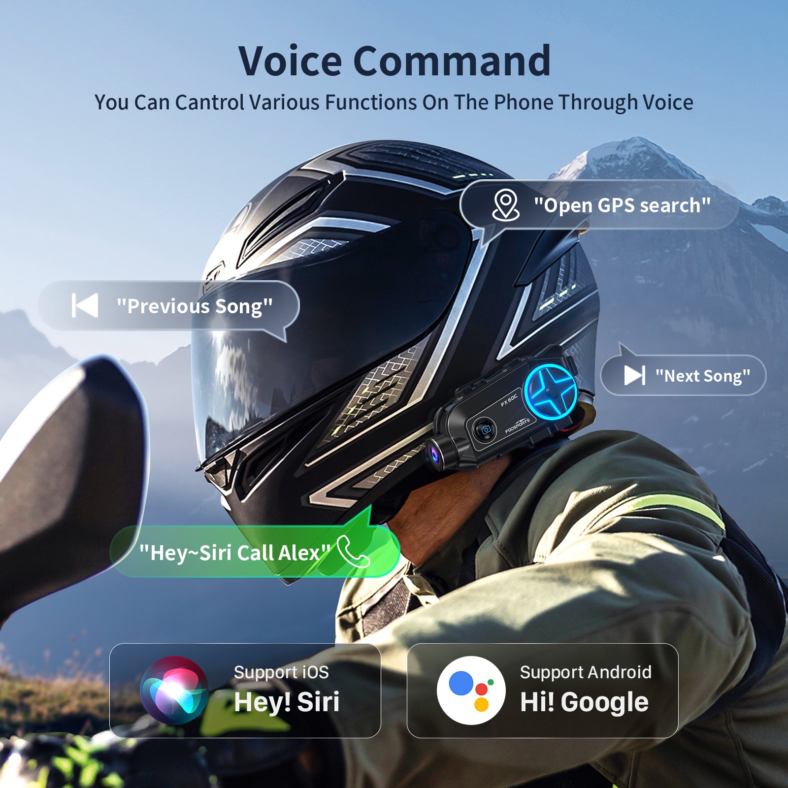 Bluetooth Motorcycle HD 4K Camera Recorder Motorbike Helmet Headset Intercom