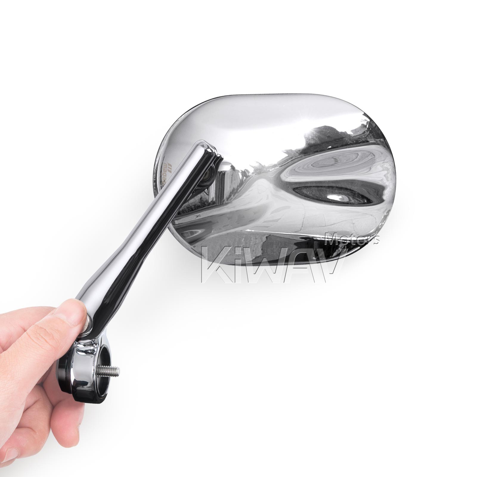 Bar end mirrors STARK chrome oval fits some Aprilia w/ threaded OEM handlebar