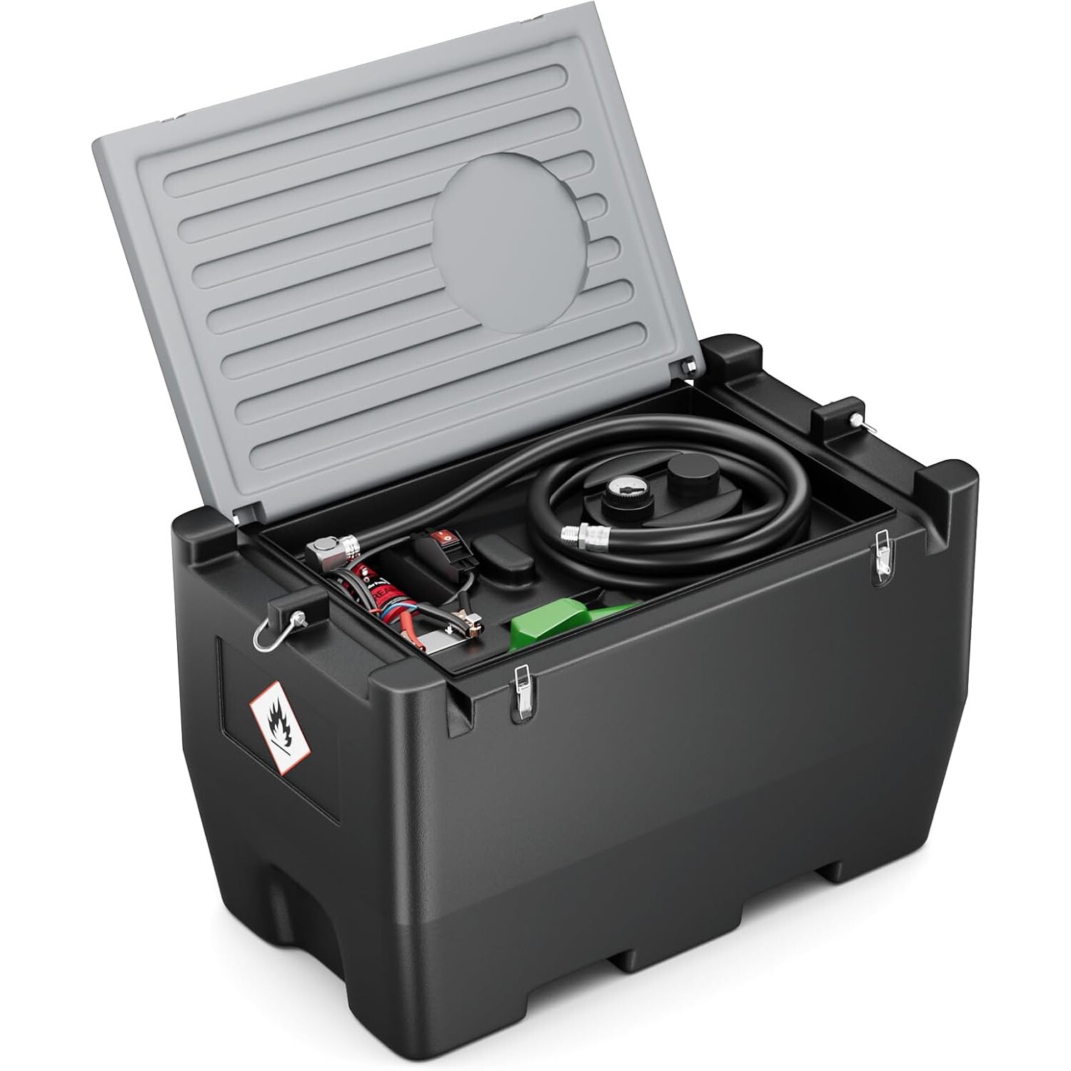 12V 10.GPM Portable Diesel Fuel Tank 50Gal with Pump & NPT 3/4″ Automatic Nozzle