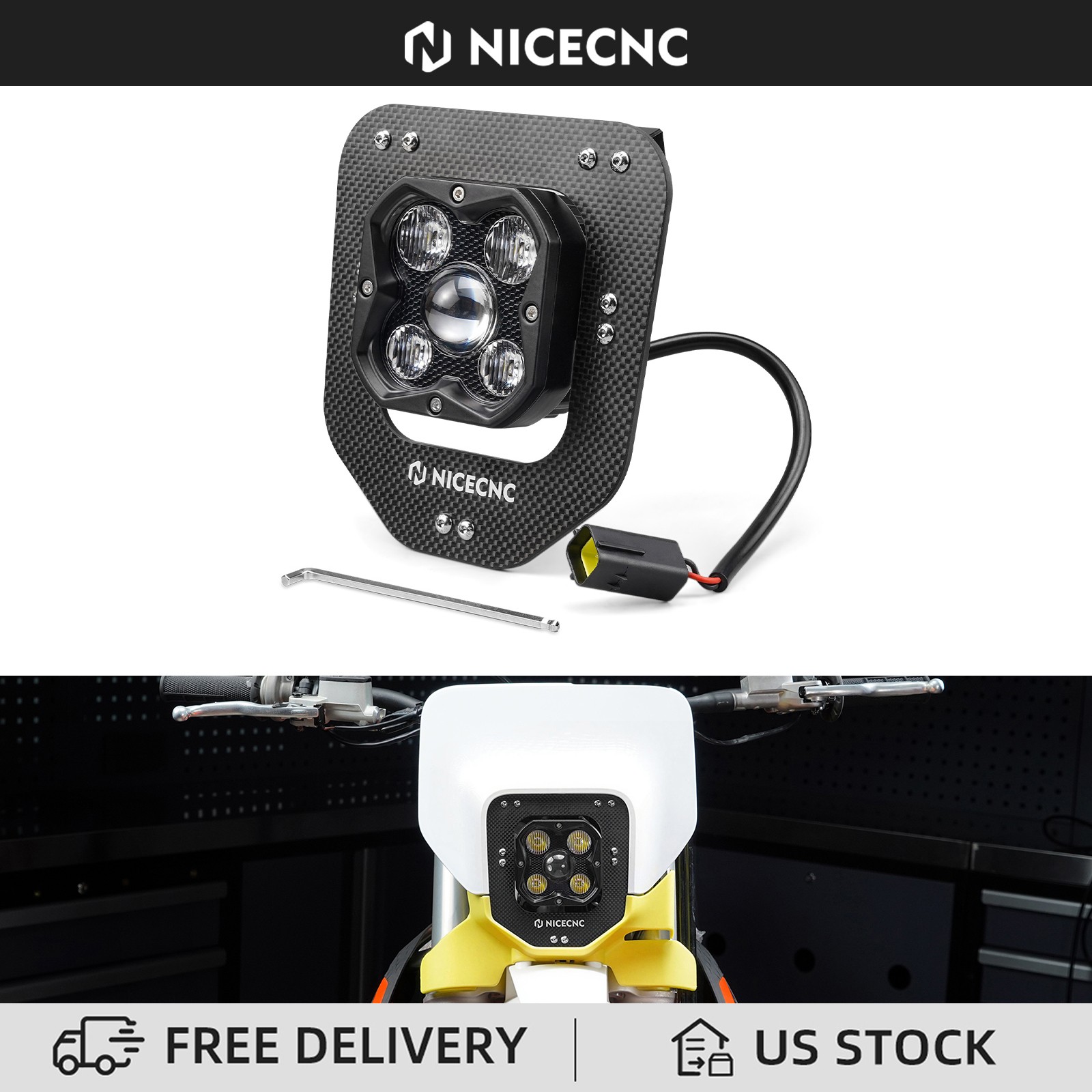 NICECNC LED Lamp Headlight For Husqvarna TE FE 150 250 300 350 450 501 2024-2025