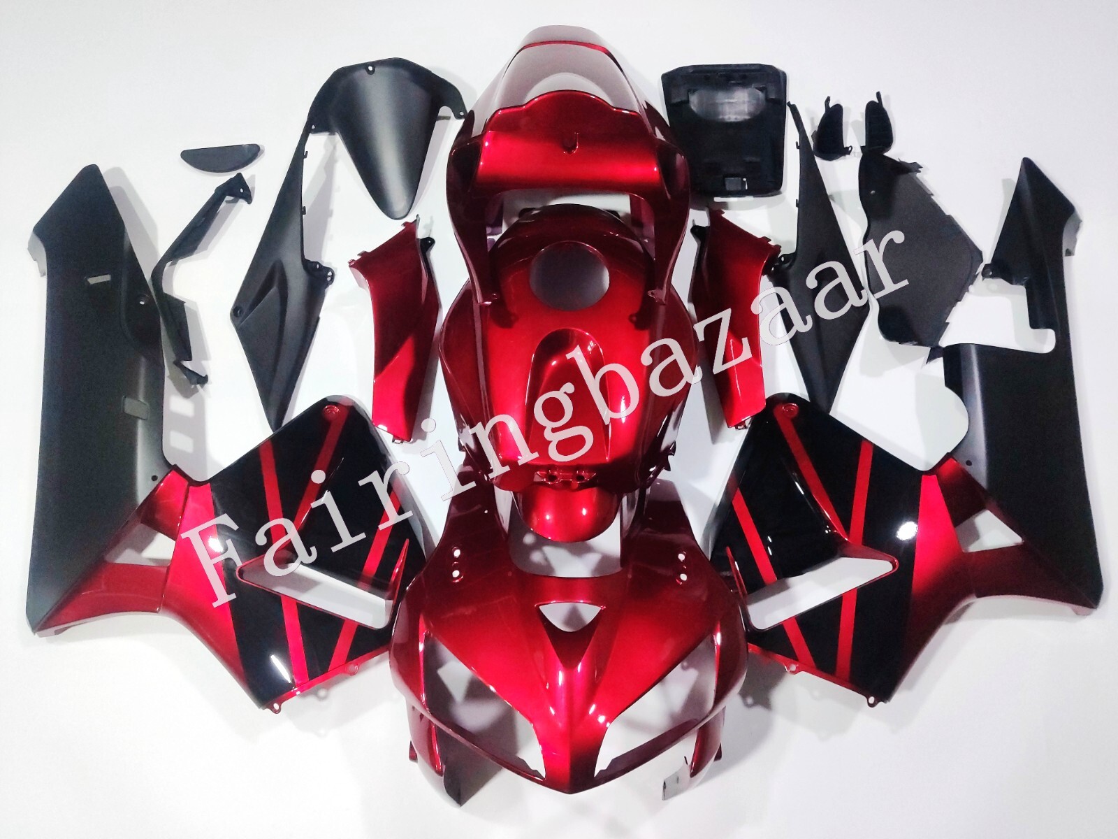 Fit for 2005 2006 CBR600RR Candy Red Black ABS Injection Pre-drilled Fairing Kit