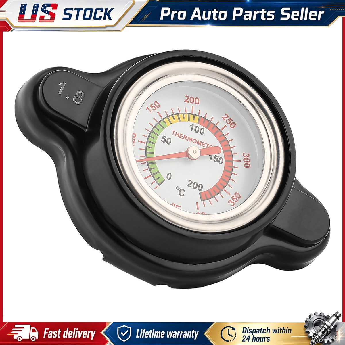 1.8 Bar High Pressure Radiator Cap W/Temperature Gauge NEW 1x US USA ATV