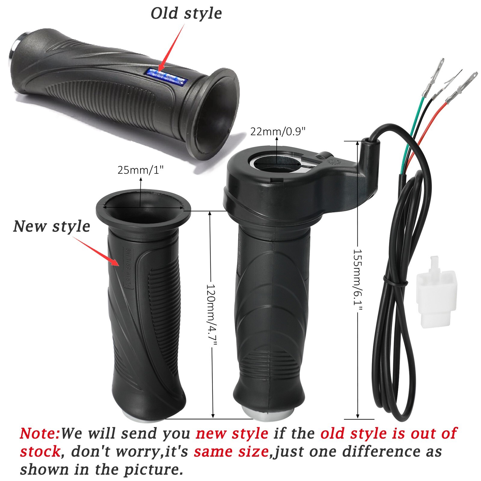 Universal 12V/24V/36V/48V Black Electric Scooter Bike Throttle Grip For E-Bike