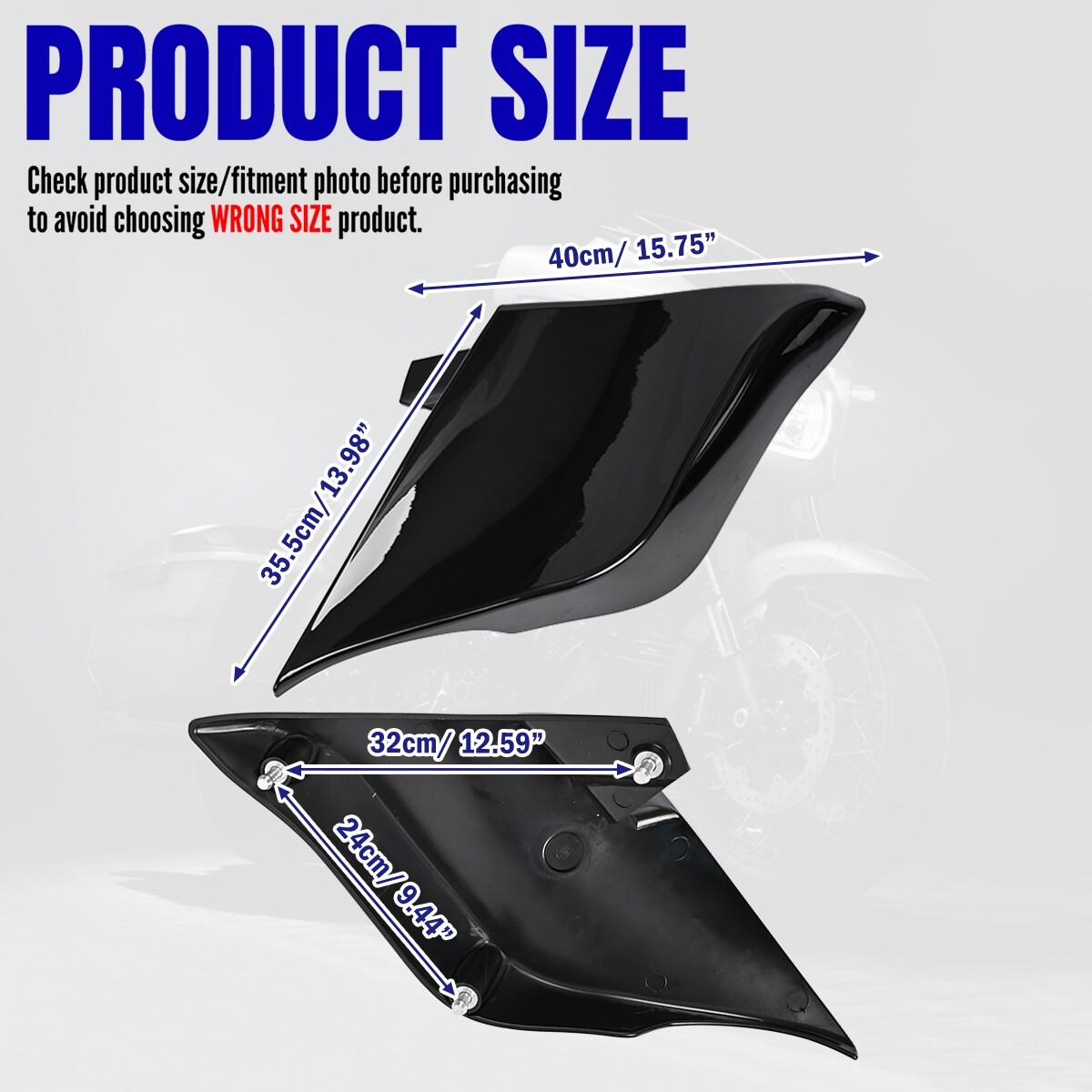 Vivid Black Stretched Extended Side Cover For Harley Touring Electra Street Road