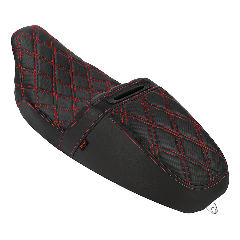 One Piece Seat Diamond Red Stitch Rider Passenger For Harley Electra Glide 97-07