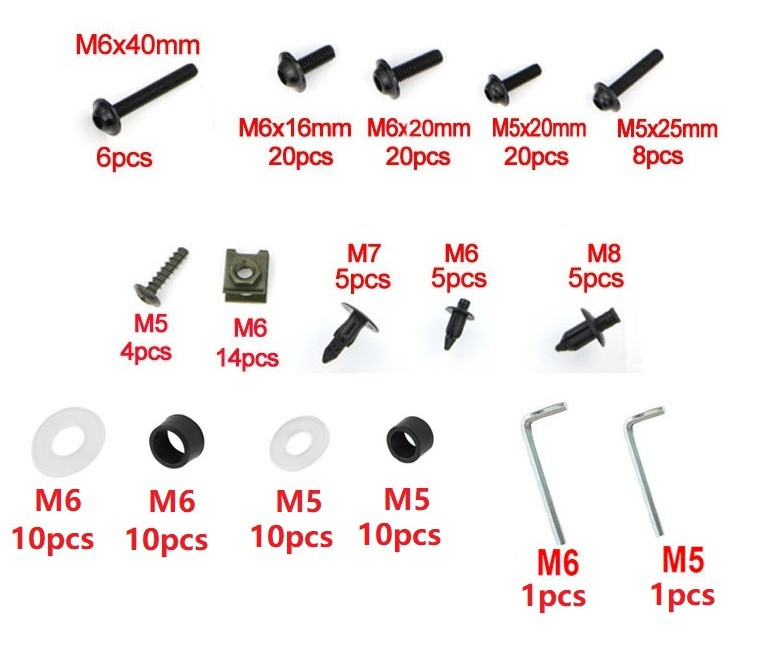 Body Screws Kit 149 Pieces M6 M7 M8 Black Anodized Alloy Gearzaar Brand