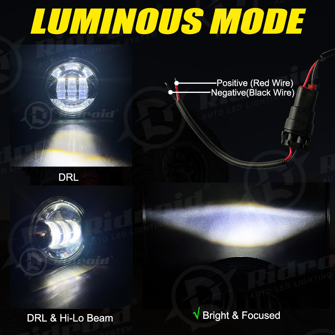 80W 7inch LED Projector Headlight + Passing Lights for Harley Touring Motorcycle