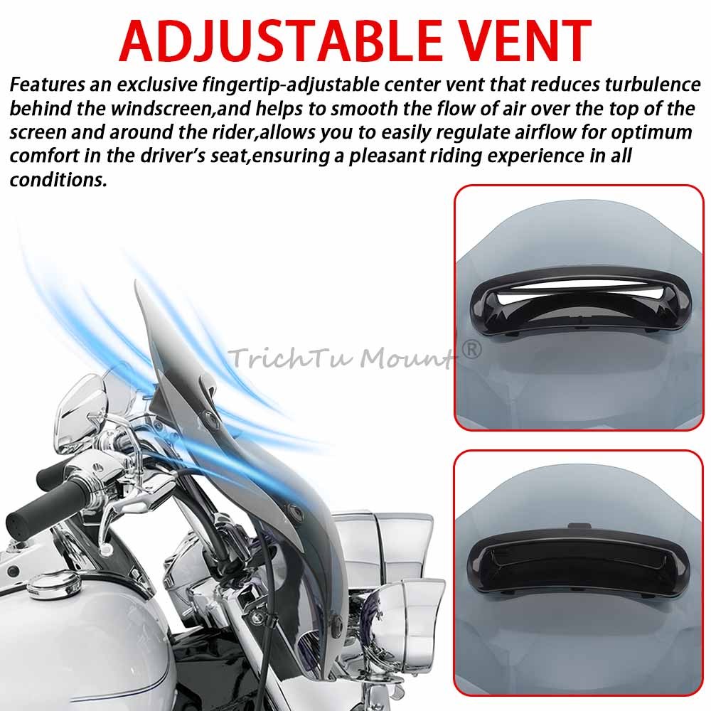 Smoke Windshield Wind Splitter For Harley Touring Road King FLHR FLHRXS 94-Up