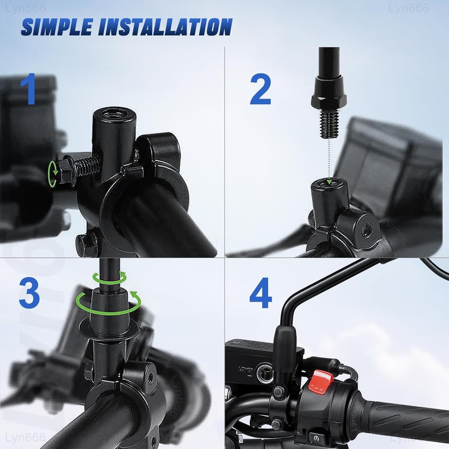 Universal Black Mirror Mount Clamp for Motorcycles and ATVs – Fits 7/8″ Bars