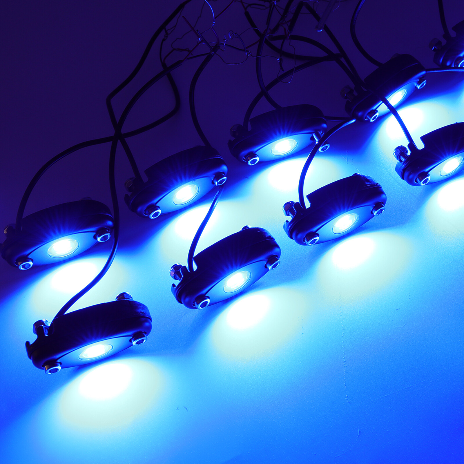 4 Pods Blue LED Underglow Rock Lights For Harley Honda Suzuki Yamaha Kawasaki US
