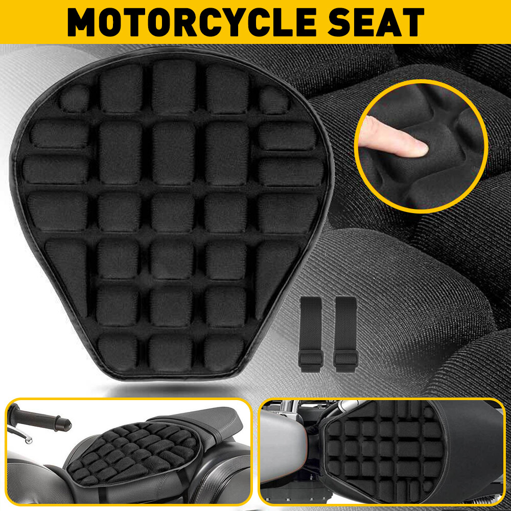 Motorcycle Comfort Seat Pad Gel Cover Cushion 3D Pressure Black Relief Universal