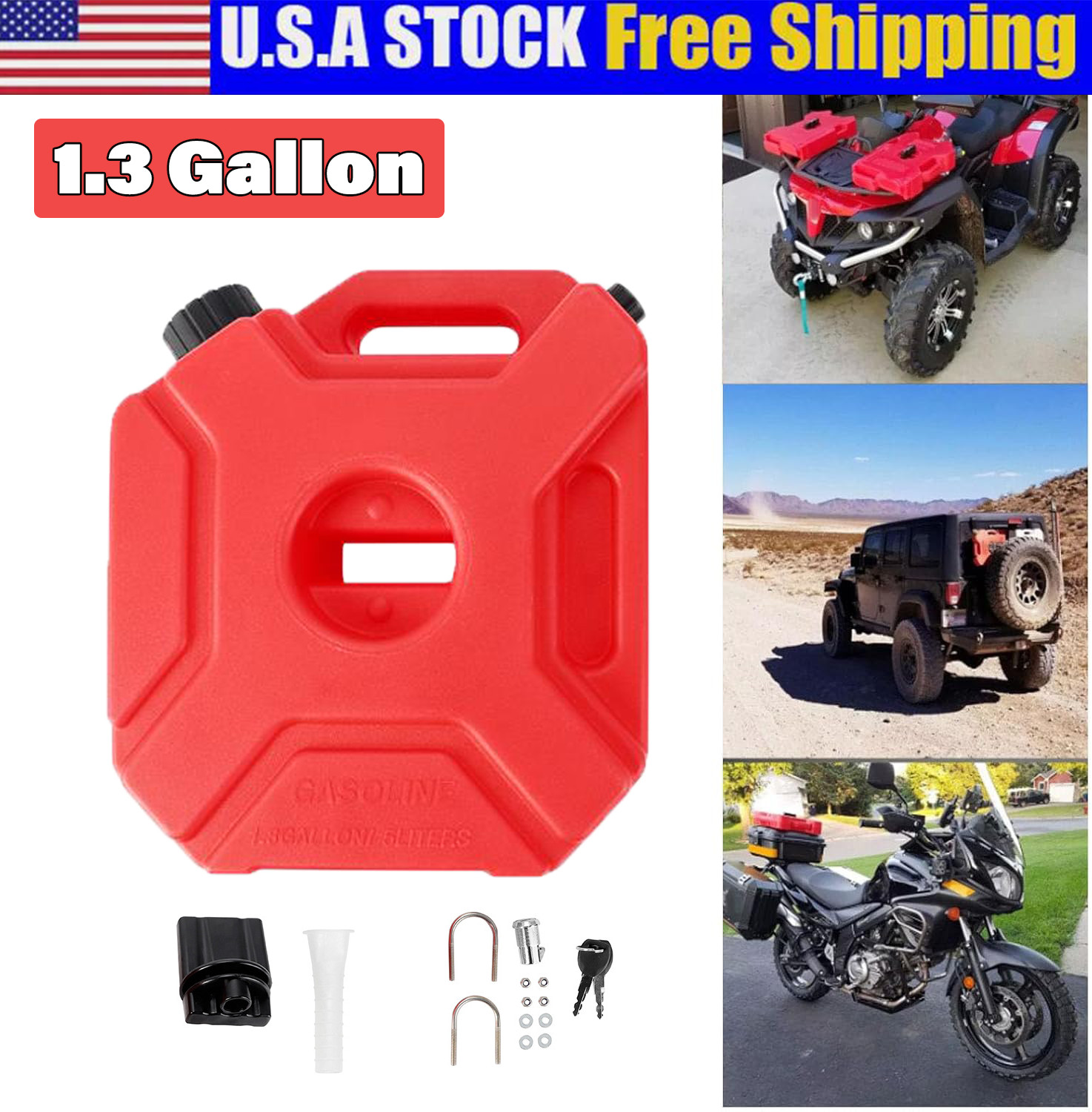 5L Gas Fuel Tank Gas Can Oil Storage Can For ATV UTV Gokart Motorcycle Car SUV