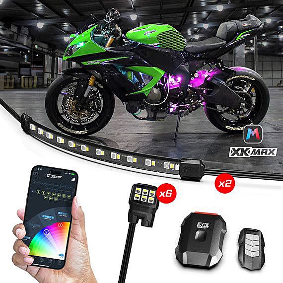 XKGLOW XKMax RGBW Addressable Motorcycle Underglow Light Kit 8pc