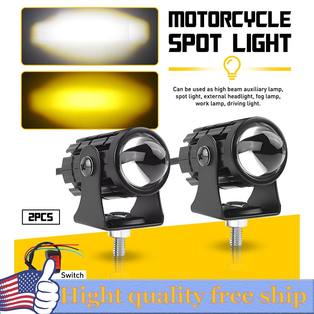 2pc LED Pod Lights Spot Beam White Yellow Fog Light Motorcycle Offroad Trucks EK