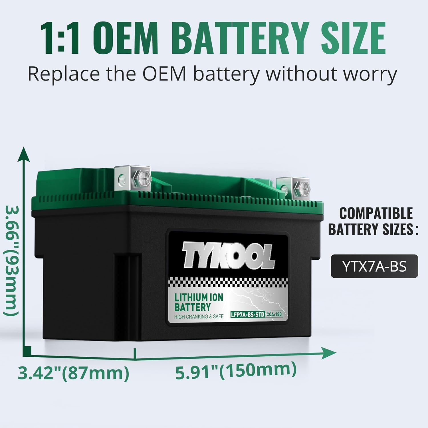 Durable 180CCA Lithium Battery with Smart Digital Readout for Off-Road Vehicles