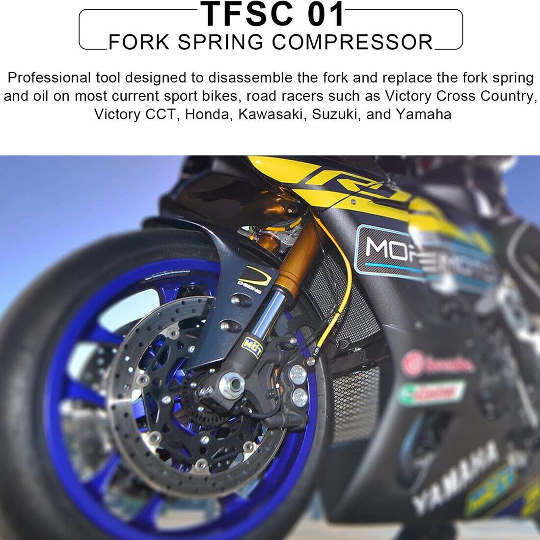 TFSC 01 Motorcycle Fork Spring Compressor Tool for Sport Bikes Road Racers Rider