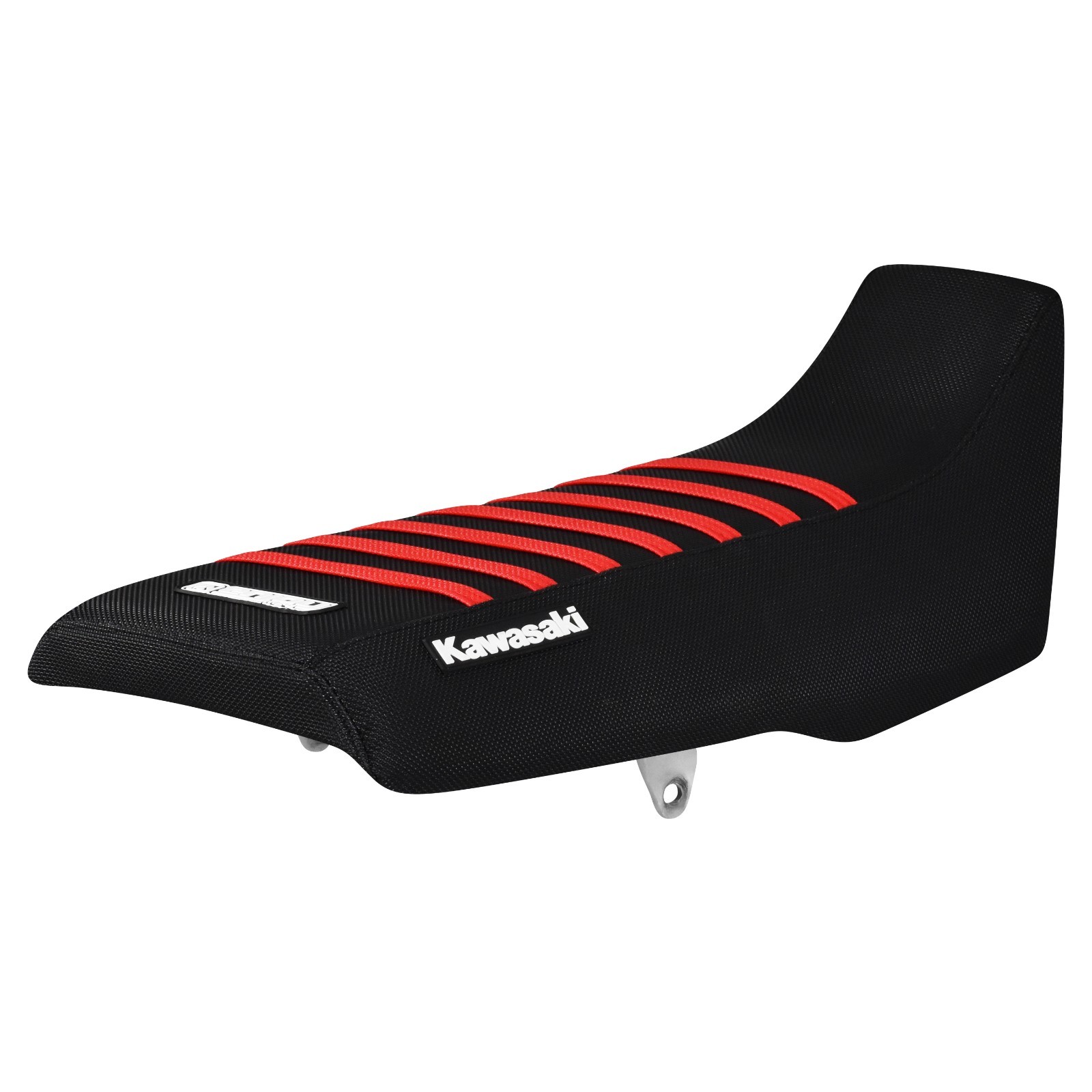 1987-2007 Kawasaki KLR 650 gripper seat cover ALL BLACK / RED RIBS – LOGO #220