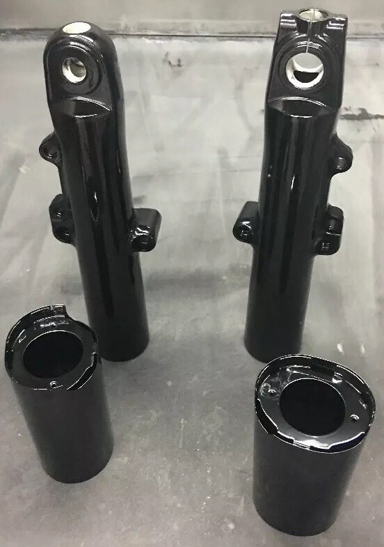 Harley TOURING 2014-2026 ELECTRA GLIDE Fork Sliders LEGS GLOSS BLACK POWDER COAT