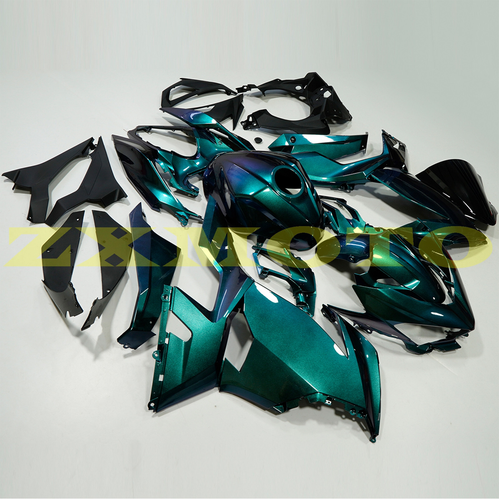 Green Blue Chameleon Fairing Kit For Kawasaki Ninja 400 2018-2023 +Tank Cover